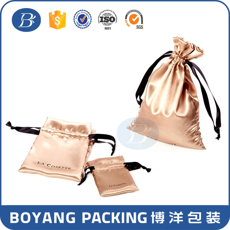 
Hot sale customize silk jewelry pouch with logo printing 