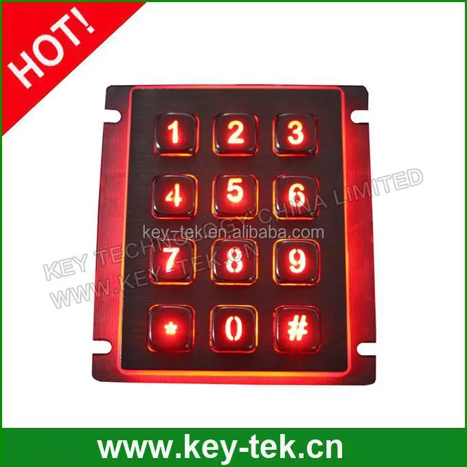 12 клавиш 4 X 3 с подсветкой клавиатура из нержавеющей стали с 0.45 мм с коротким ходом