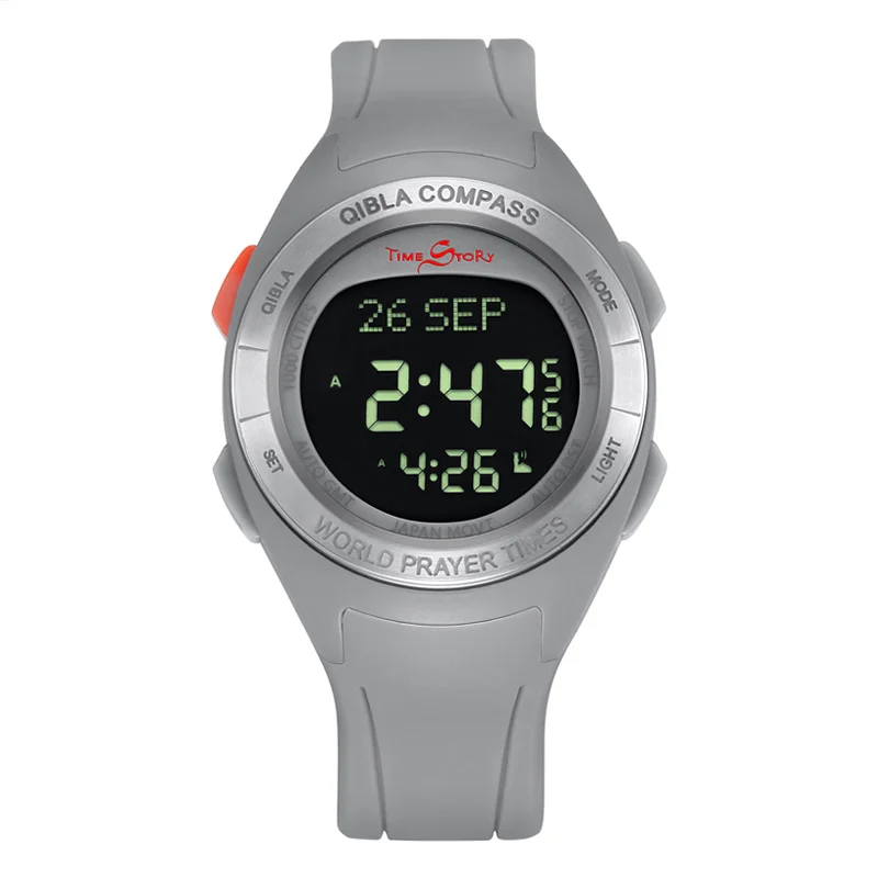 Best selling items new style multifunctional digital men azan alarm silicone watch for man