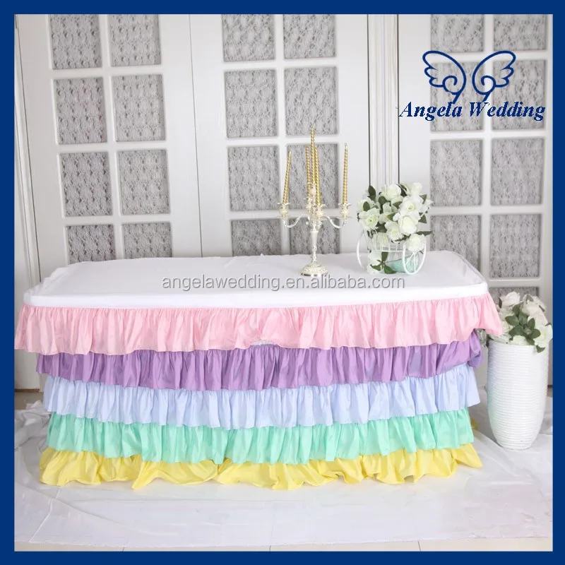 SK003A Свадебная распродажа, Пятиярусная тафта с оборками, плиссированная цветная юбка для вечеринки, Пастельная скатерть