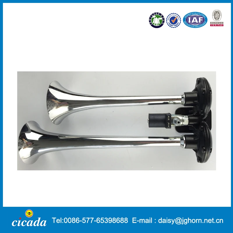 12V or 24V Dual Air Horns Seger Air Horn With Chrome Trumepts