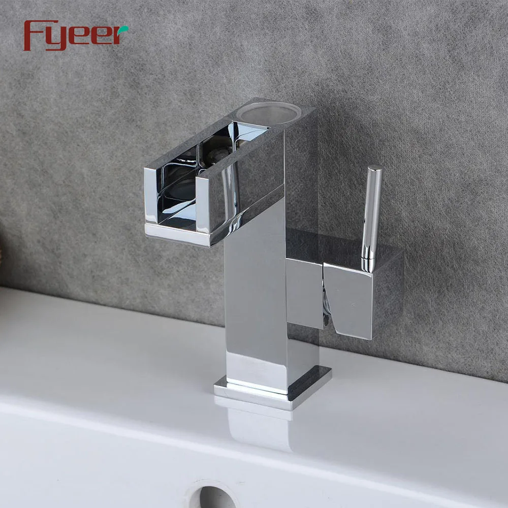 Fyeer New Hydro Power Temperature Sensor Bathroom Waterfall Basin Led Faucet