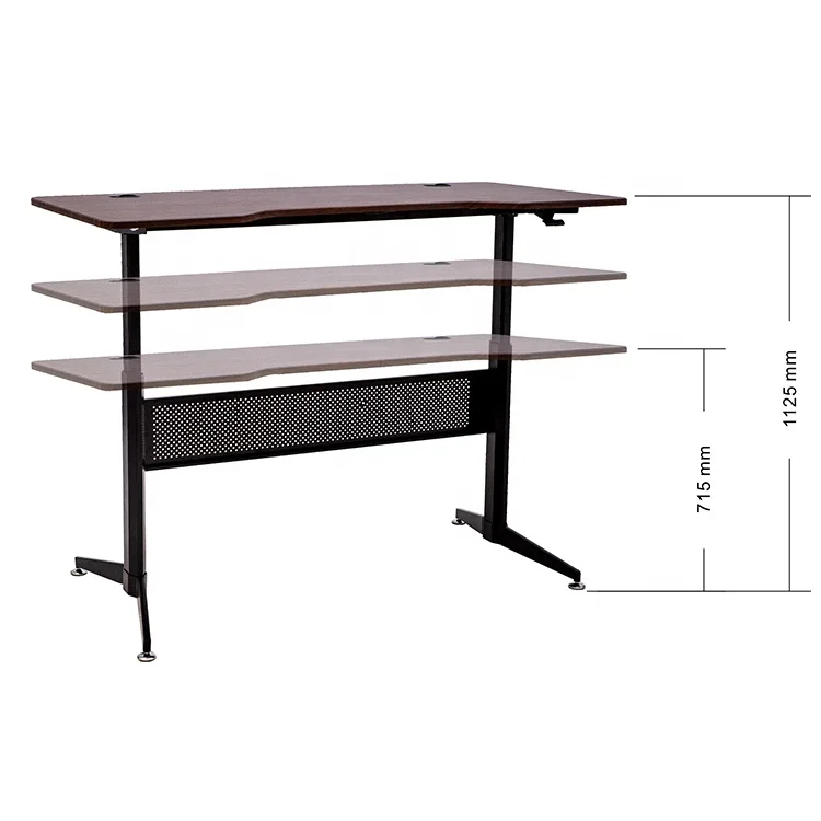 Mdf Table Top Sit Stand Mobile Gas Lift Pneumatic Lifting Height Adjustable Desk Sit Stand Up Office Table