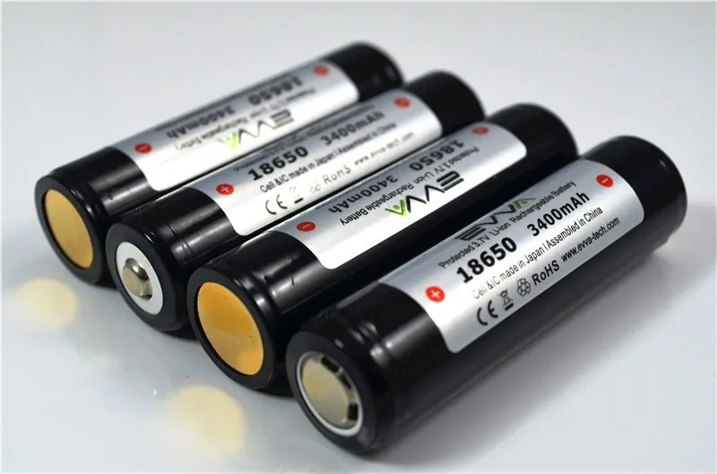 EVVA 18650 3.7V 3400mAh Rechargeable Li-ion High Drain Battery Protected with Three Mosfets