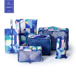 P.travel waterproof portable 6pcs set geometric packing cubes for travel ,Storage Mesh Bags Organizers