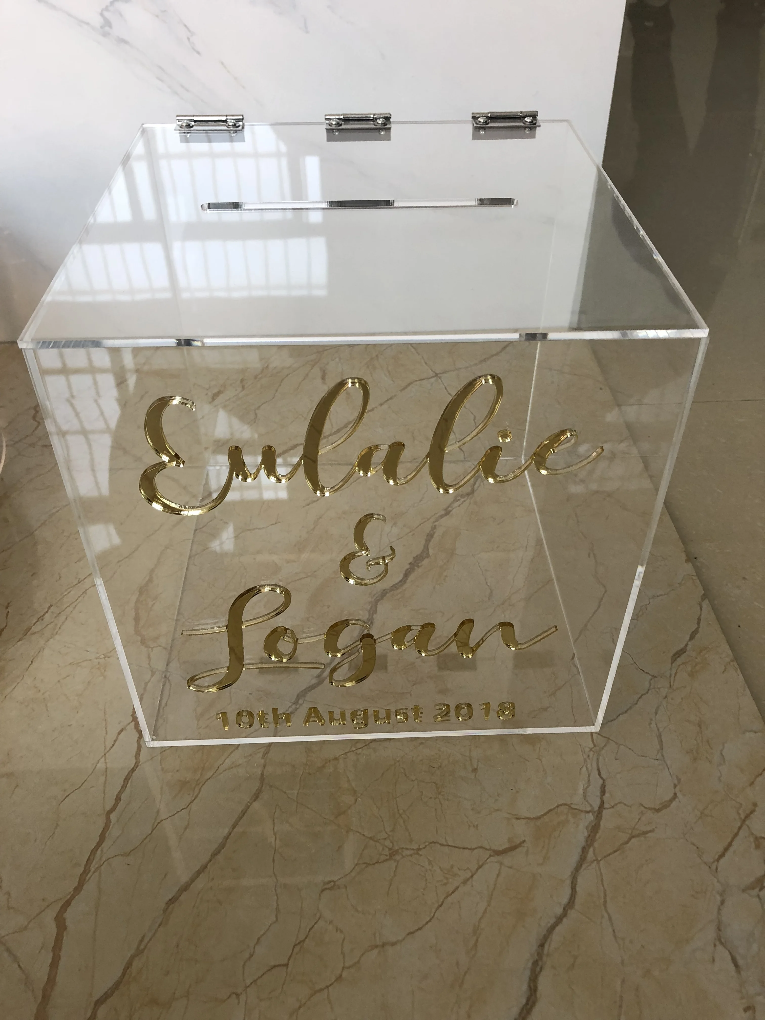 
Hot Sale Customized Size Acrylic Charity Donation Box Wedding Wishing Well box 
