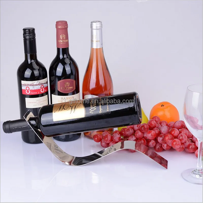 S type Red Wine Rack Stainless Steel Home Office Bar Decor Barware Bar Accessories Single Wine Bottle Holder Shelf