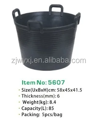 18qt construction rubber bucket,strong rubber pail with lip,cubo de goma