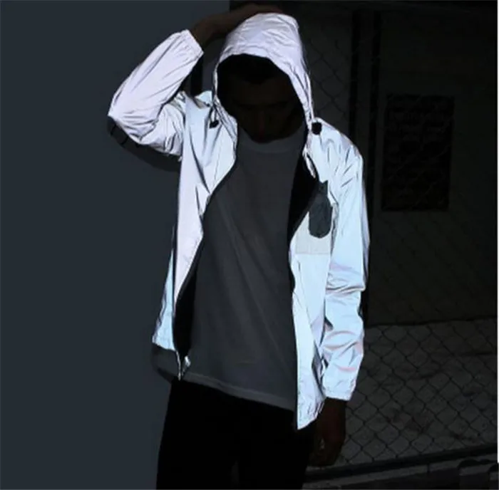 
Custom made blank unisex luminous 3M reflect light jacket hoodies 
