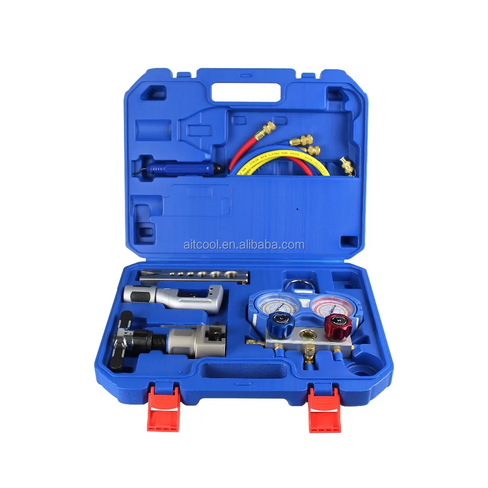 
refrigeration tool kits with flaring tools tube cutter deburring tool manifold gauge set ATK-4 