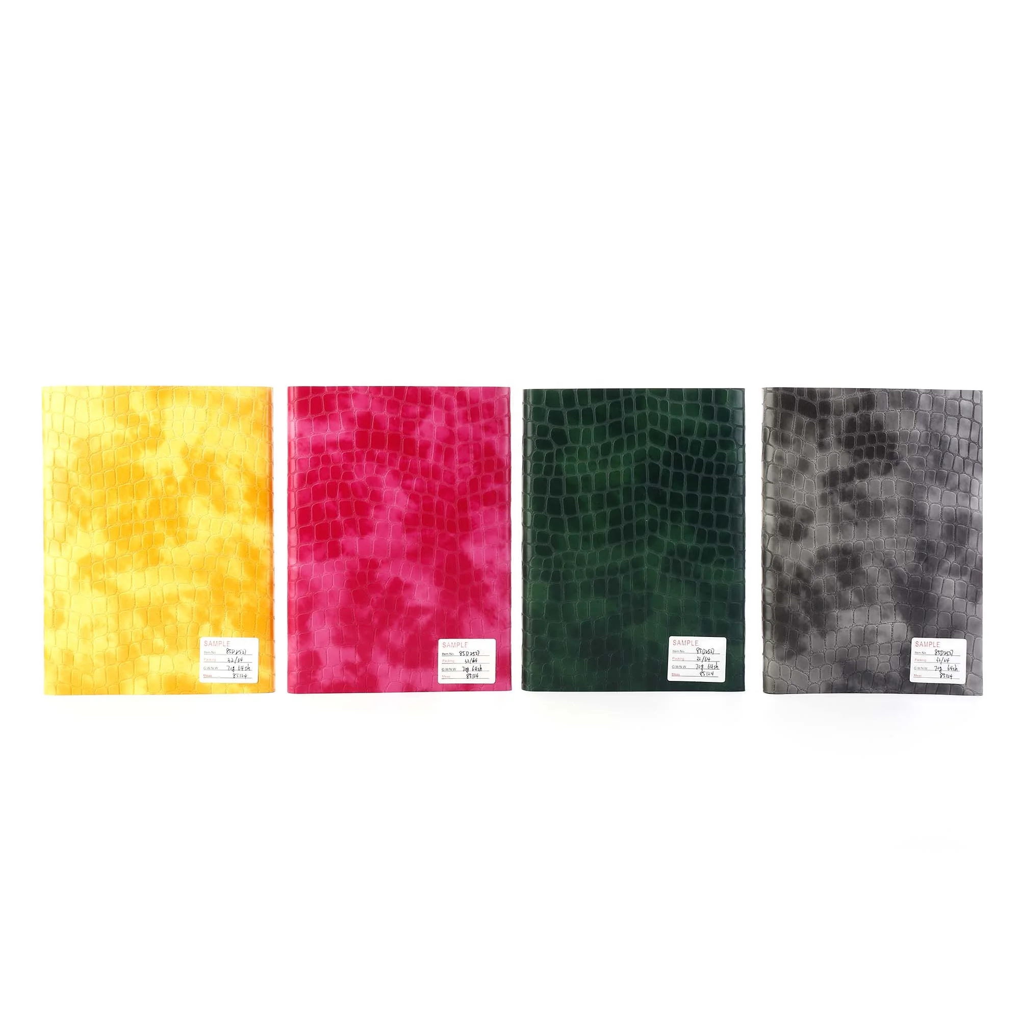 Dark Green snake skin leather tri-fold soft cover diary note book with pen custom