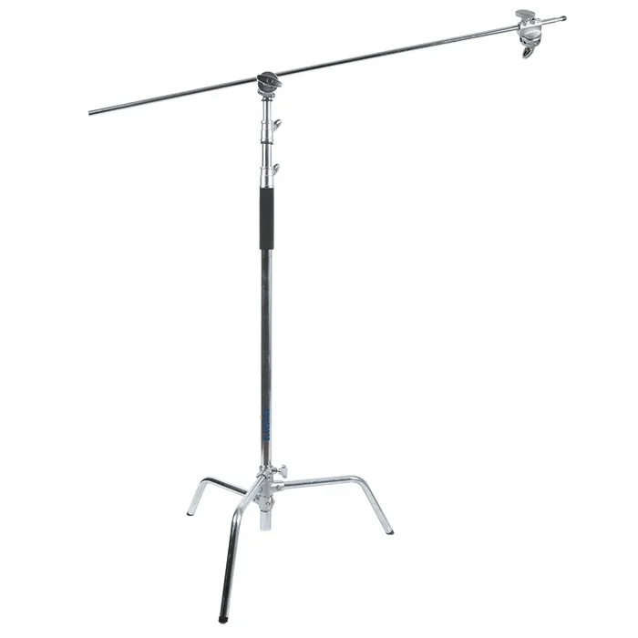 Photo Video Studio Heavy Duty Stainless Steel C Stand with Boom Arm and 2 Grip Head for Studio Strobe Softbox Reflector