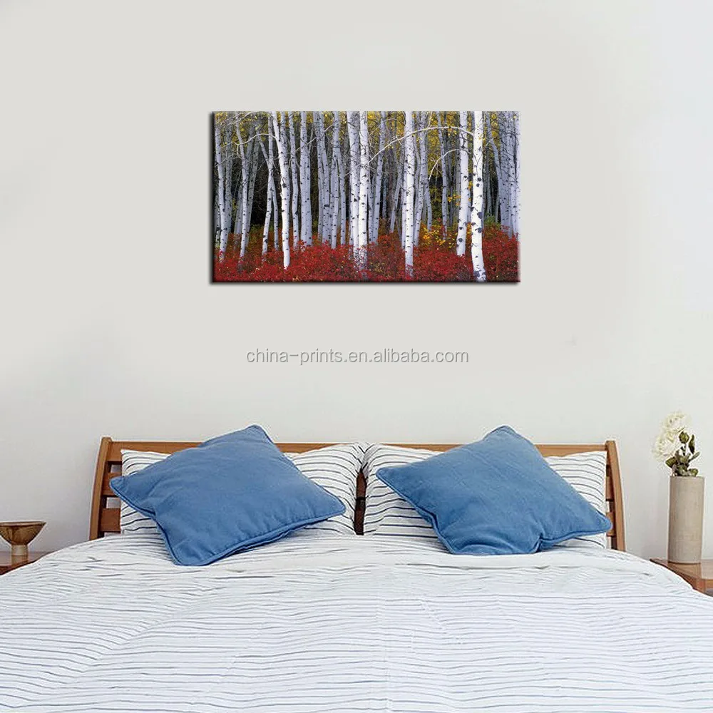 Lavender Forest Canvas Print/Silver Birch Tree Wall Picture/Dropship Landscape Canvas Painting