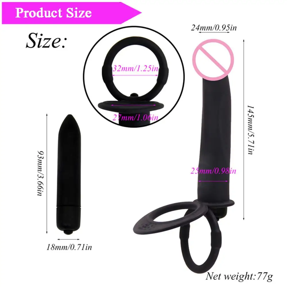 Hot Selling  Double Dildo Penetration Sex Product 10 Speed Vibration Silicone Cock Ring Strap On  Dildo