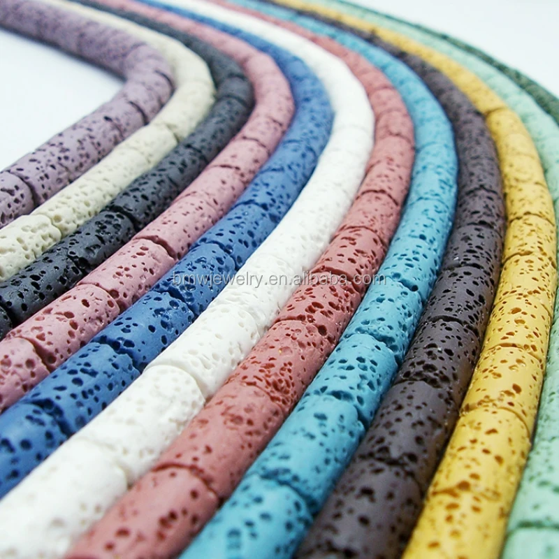 column shape lava natural stone loose beads for jewelry making full strand wholesale