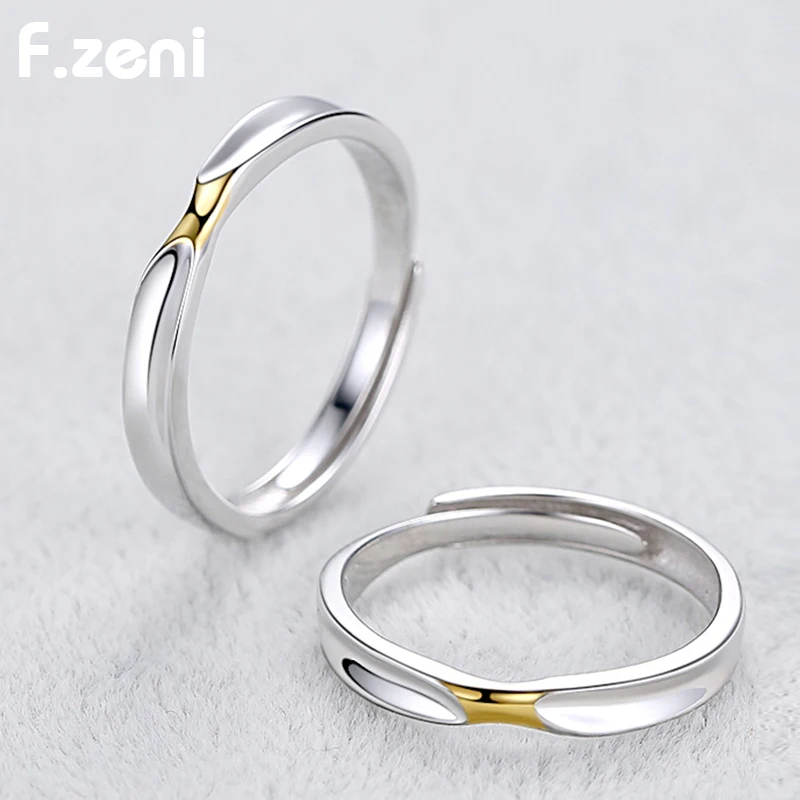 925 Sterling Silver Ring,Wedding Engagement Custom White Gold Plated Jewelry Fashion Statement Stylish Adjustable Couple ring