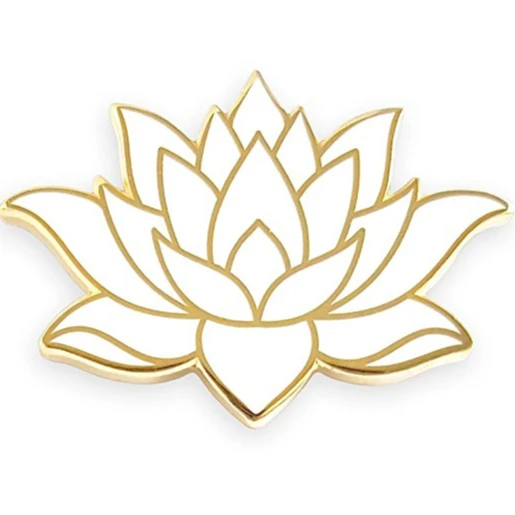 Hot selling custom white lotus flower shape hard enamel lapel pins