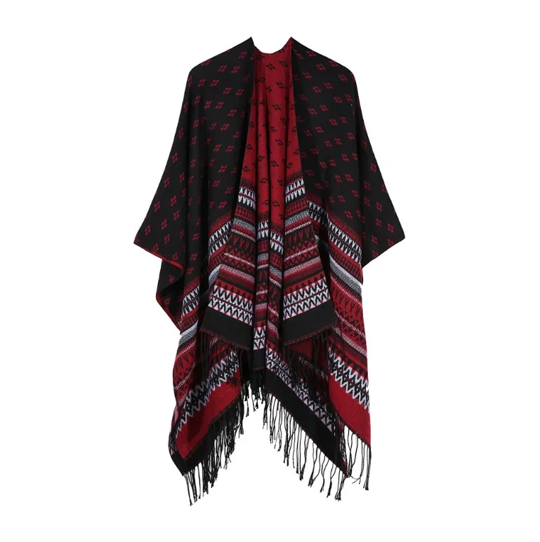 Hot sell Latest Design 2019 Winter Warm Wool Shawl Mexican Poncho for Women