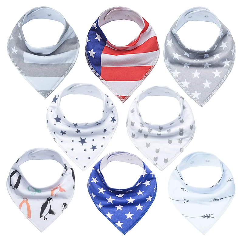
Baby Bibs Bandana Lot 100% Cotton High Quality Towel for Boys and Girls Multistyle Triangle 8-Pack Bbay Bandana Drool Bib 
