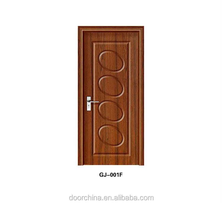 GJ-008F Rosewood Color Emobossment PVC Coated MDF Interior Bedroom Design Wood Door Armored Door