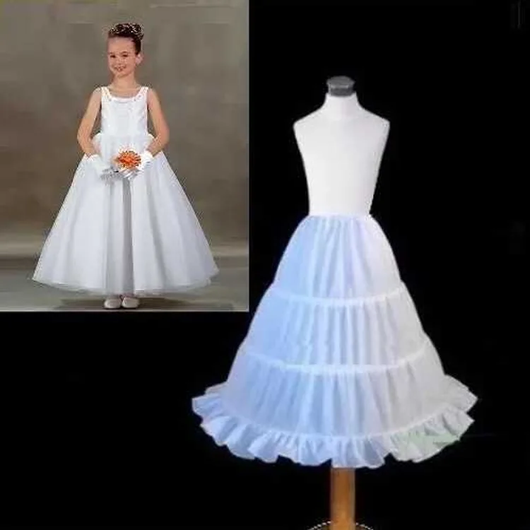 Petticoat Half Slip 3 Hoop Flower Girl Crinoline White Black One Size Children Petticoat
