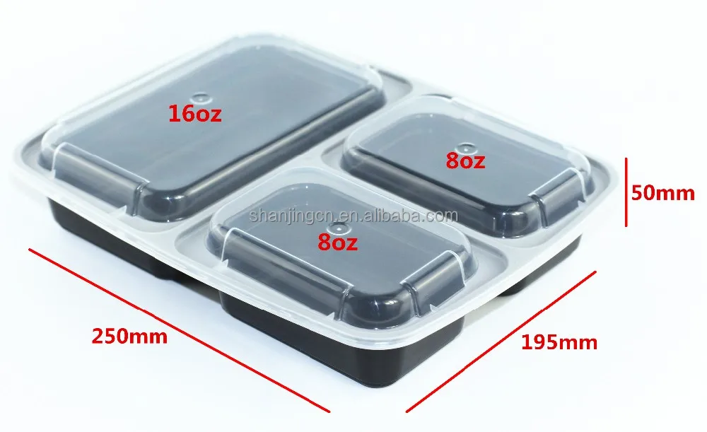 3 Compartment Meal Prep Containers Reusable Bento Lunch Box with Lids, Better Leak Resistant Microwavable Plastic Food Container