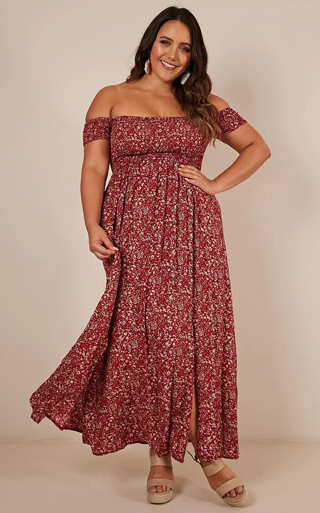 plus size Private Label Bohemian Dress Wholesale Fashion Women Long Maxi Floral Print Boho Dress