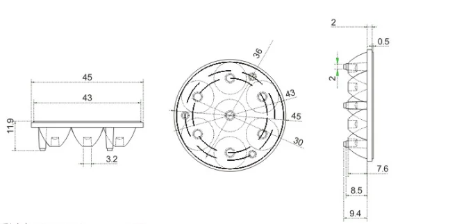 3/4/5/7/9/12 In one PMMA optical lens for 3535/3030