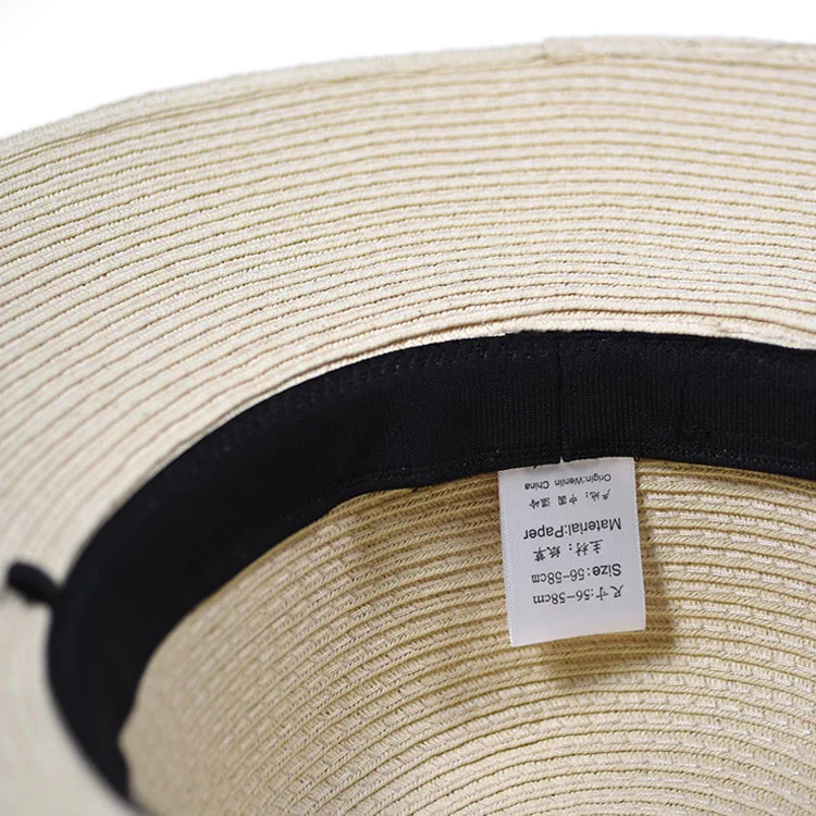 Wholesale custom lady raffia paper boater floppy straw hat panama summer beach sun hats for women