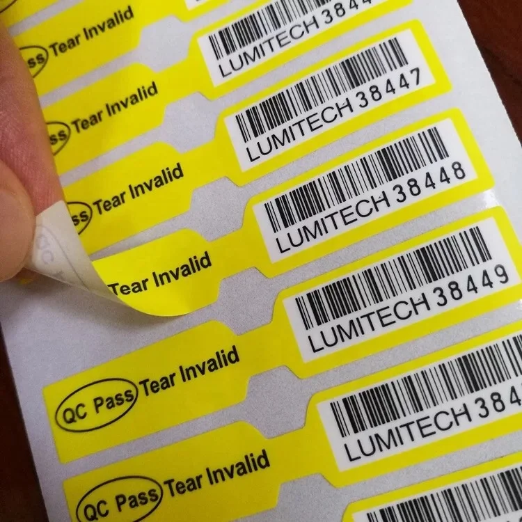 custom design QC passed tear involid barcode label sticker
