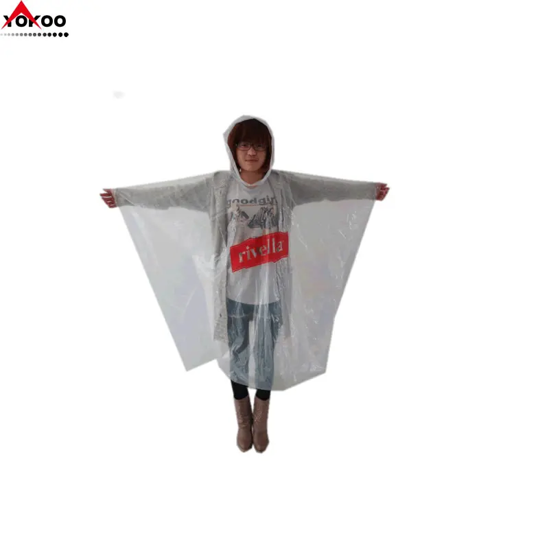 White waterproof disposable rain ponchos with custom logo printing