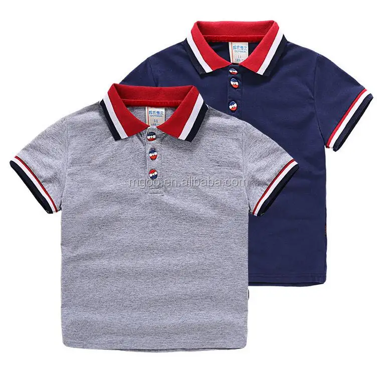 Kid Boys Polo Shirt With Ribbing Collar Custom Logo Design Plain Polo For Children Short Sleeve Top
