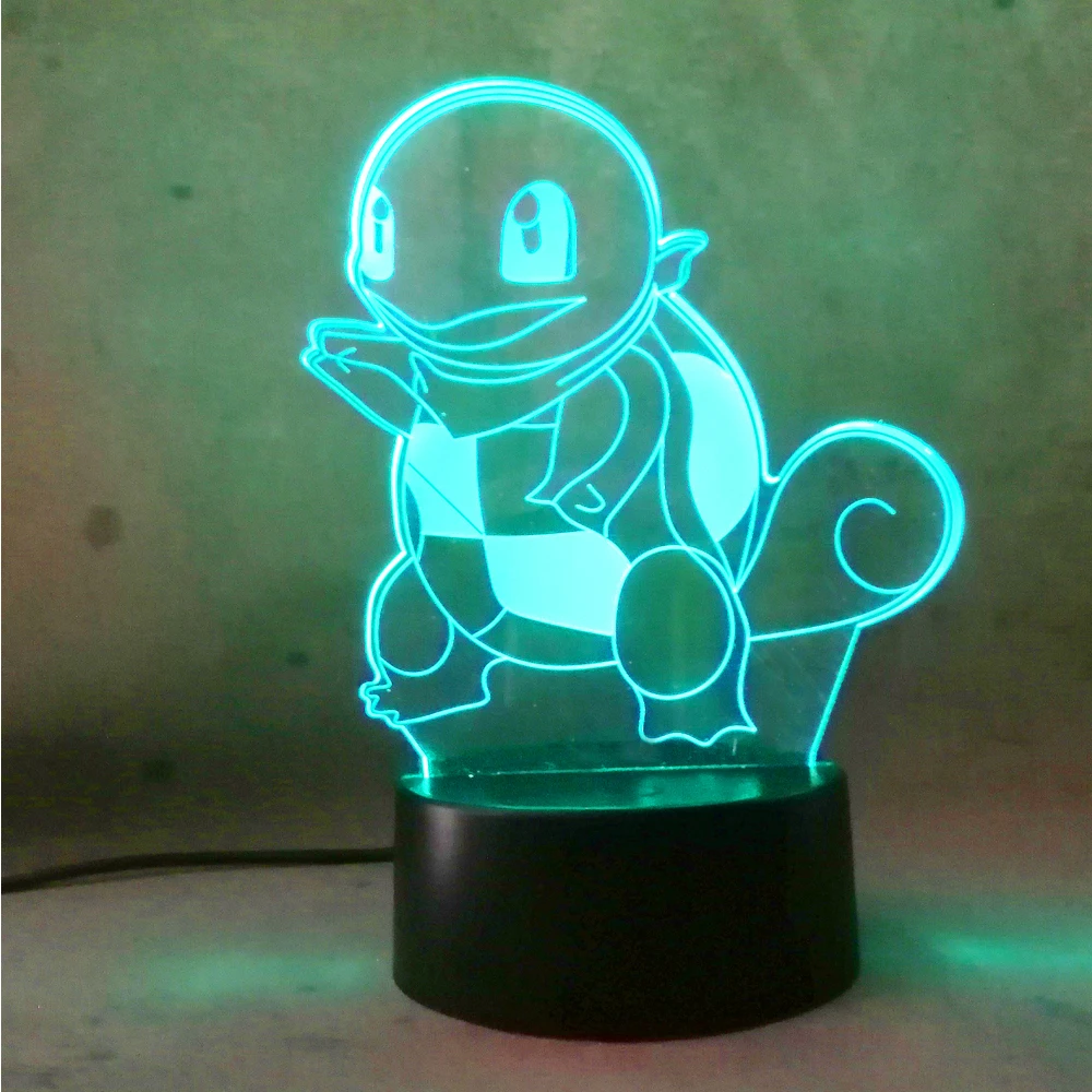 Funny 3D illusion Touch Lamp Hot Pokemon Go Action Figure LED Atmosphere Illusion Night Light Pikachu Bedroom Kid Gift Creative