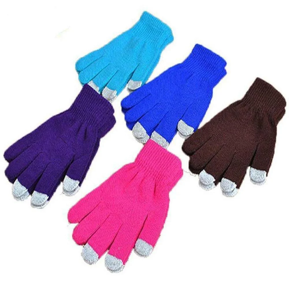 wholesale  acrylic children boys girls  kids knit  smart glove   with print logo
