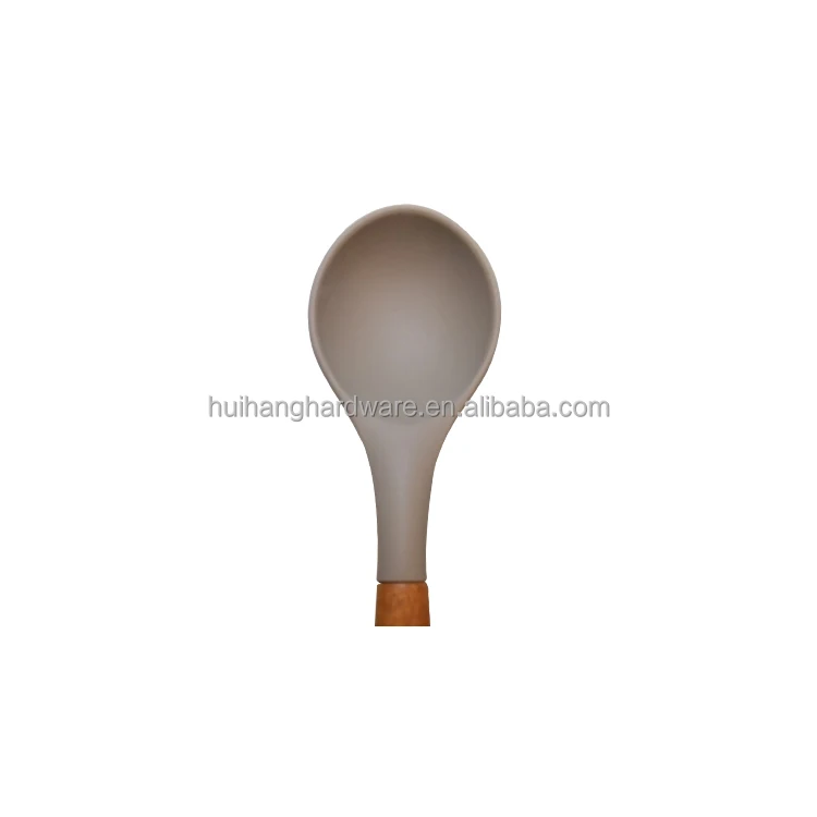 cooking utensil Long Handled Serving Spoons  high quality silicone spoon with acacia handle