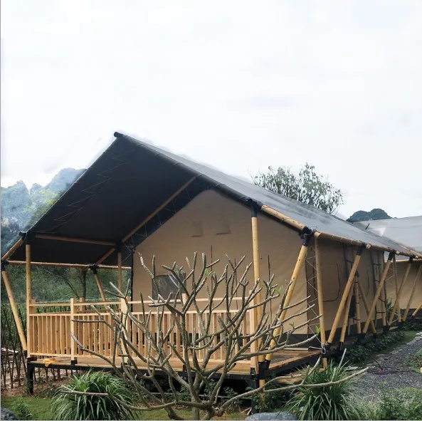 Outdoor camping tiny house wood mountain wild tende da safari canvas survival living resort glamping hotel lodge luxury tent