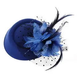 Wholesale Vintage Woolen Hat Flower Hairpin Feather Veil Hat For Party Wedding