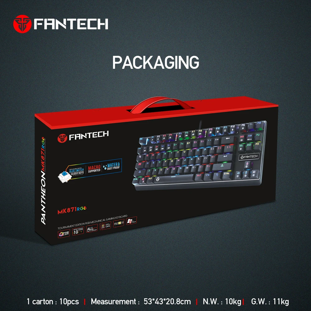 Fantech Professional Dota2 Tournament Peripherals RGB Color Adjustable Keyboard Mechanical 87Keys