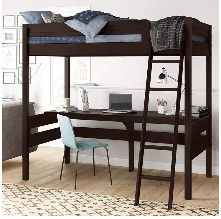 cheap design wooden loft  bed with desk for hot sale