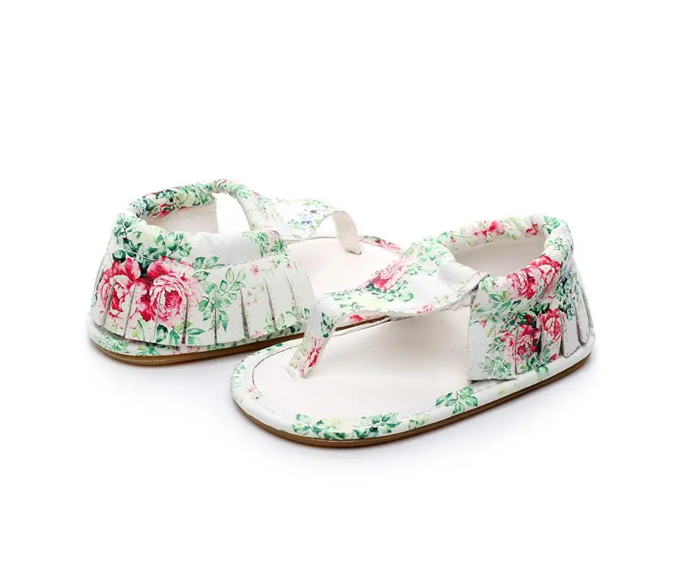 
Small floral Newborn baby pu leather Baby moccasins shoes Rubber sole girls boys sandals 0-24 M 