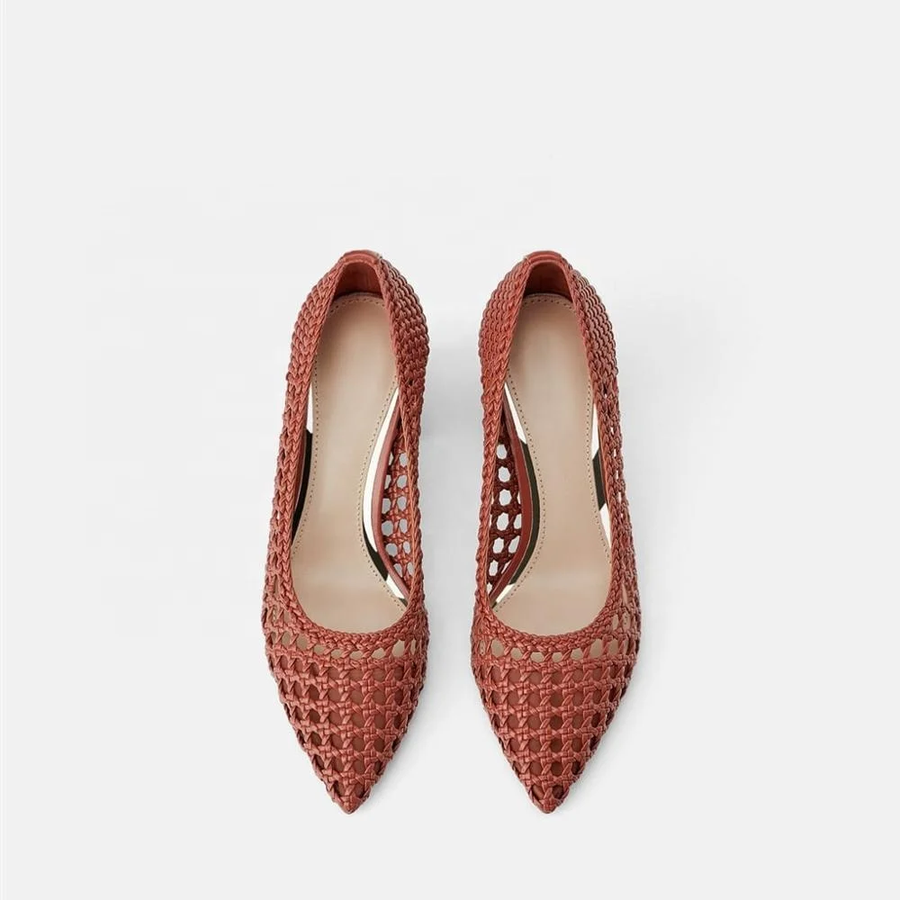 
MANRINO-0256 Gladiator Knitted Fabric Wool Upper Hollow Out Cool Block Heel Sandal Pump Dress Shoes For Womens Summer Style 2019 