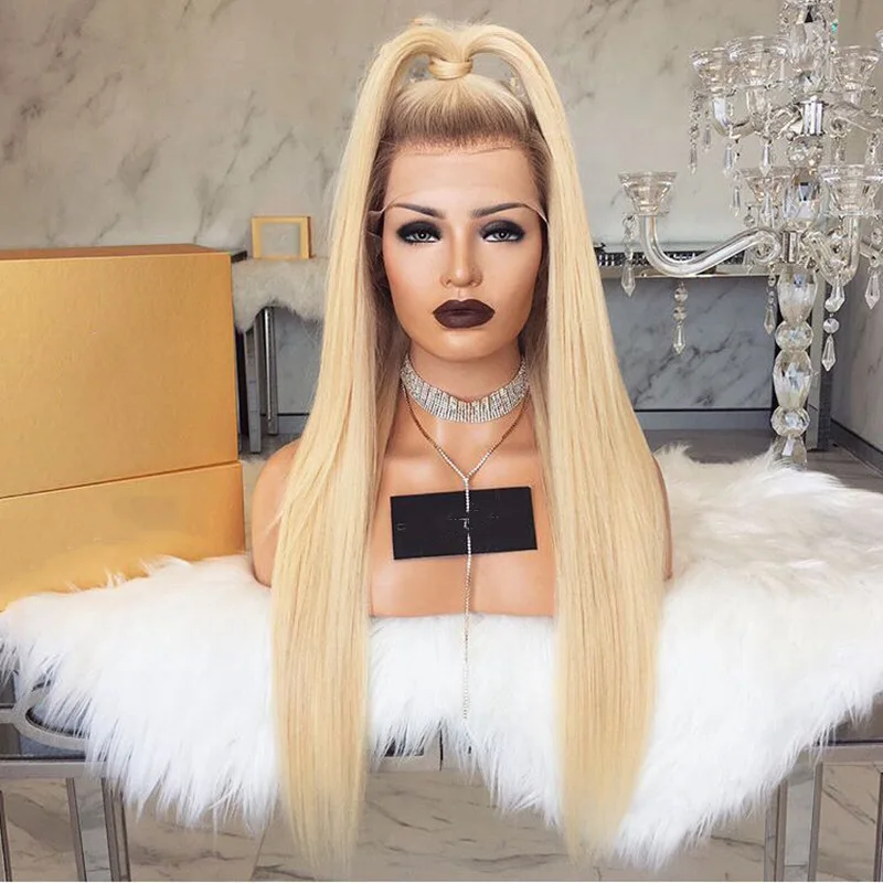 Female chemical fiber Silver high quality Synthetic straight hair wig