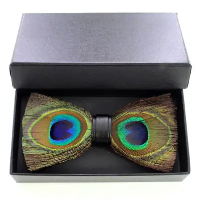 
 Оптовая продажа, галстук-бабочка ручной работы с птичьими перьями и коробками-бабочками  