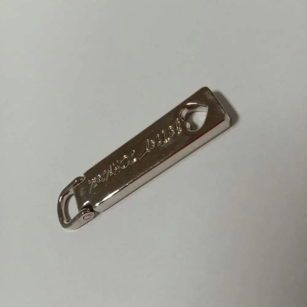 custom metal label zipper pulls pullers for  Metal Label zipper