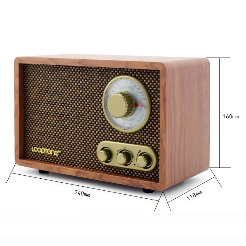 Desonic AM/FM Hi-Fi Radio Vintage Retro Classic Hand-crafted WoodBlueTooth Radio W/ Built-in Speaker Treble&Bass Control