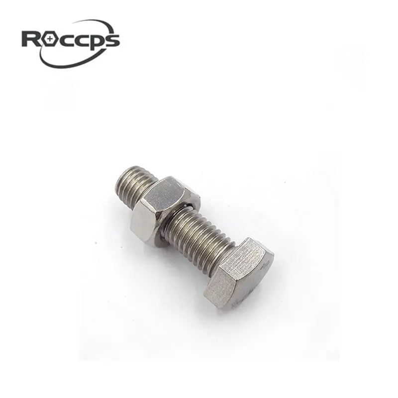 Stainless steel din933 hex head bolt with one nut, one washer and one spring washer  M8