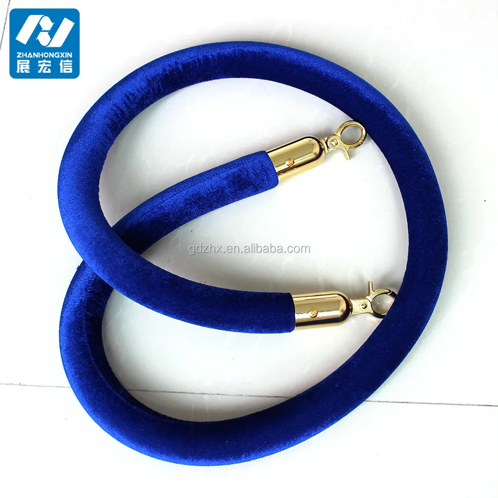 Black or Red Barrier Rope Crowd Control Stanchion Queue Velvet Rope with Silver or Gold Hardware