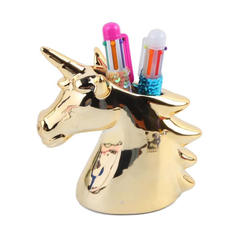 
Desk decoration gift Personality Pen storage holder Unicorn ceramic craft pencil container 