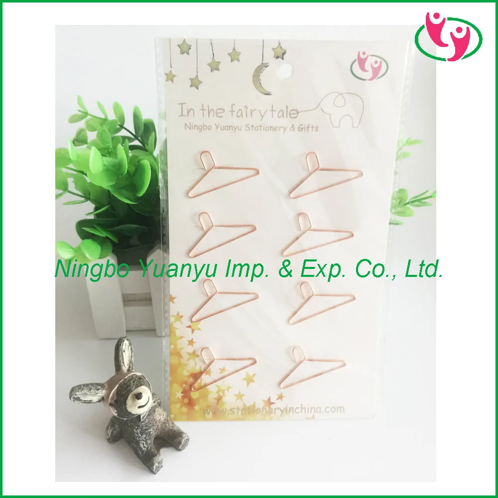 Popular Rose Gold Mini Hanger Shaped Paper Clips for Promotion