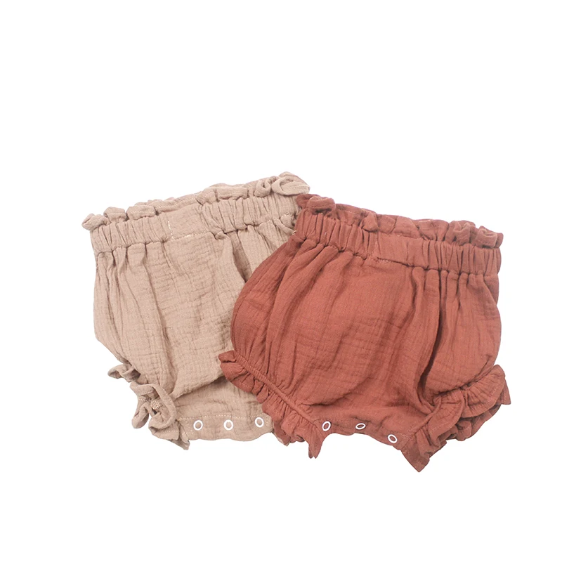 
Autumn Organic Cotton Girl Ruffle Infant Cotton 2-pcs dress linen baby bulk bloomers 